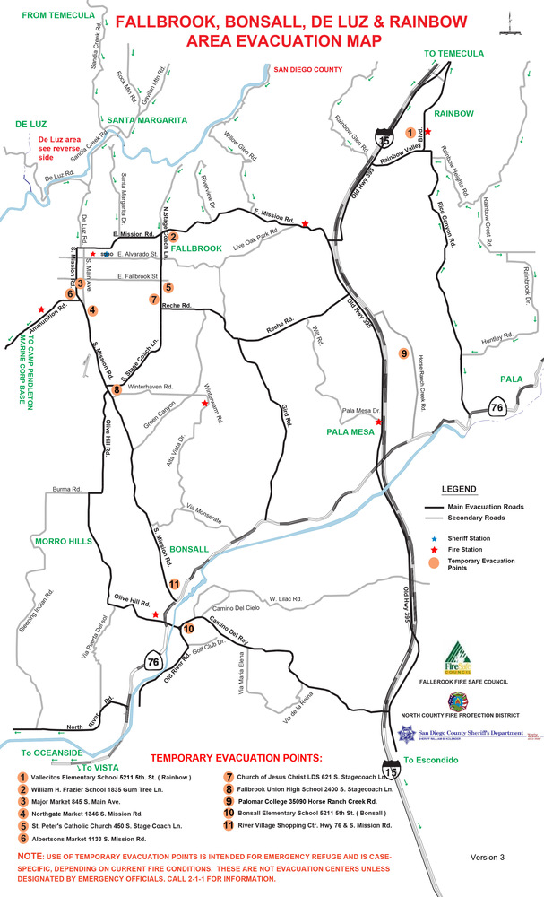 Fire evacuation routes for Fallbrook residents - Village News